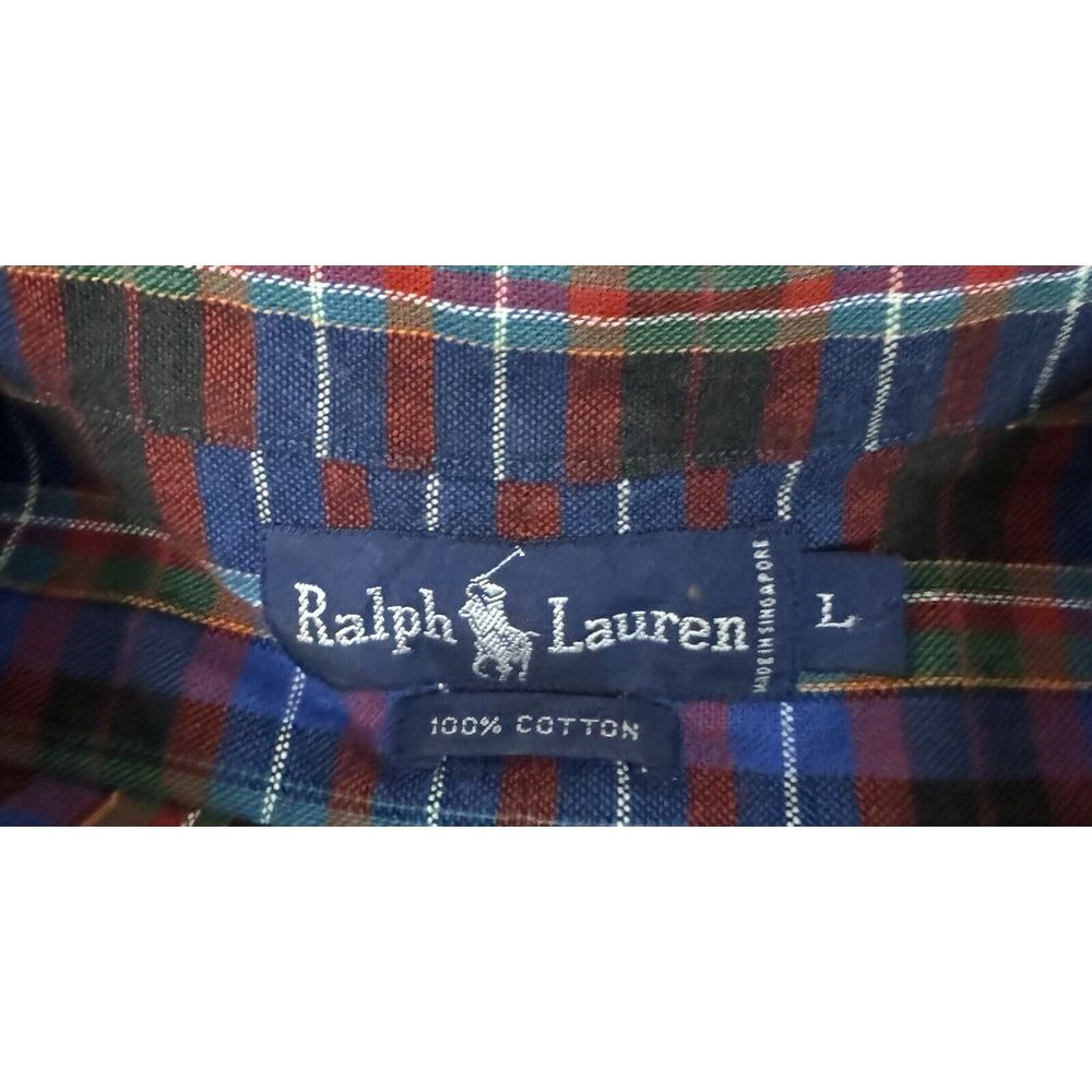 Ralph Lauren Mens L‎ Multicolor Plaid Long Sleeve Button Down Shirt Heavyweight - Picture 2 of 6